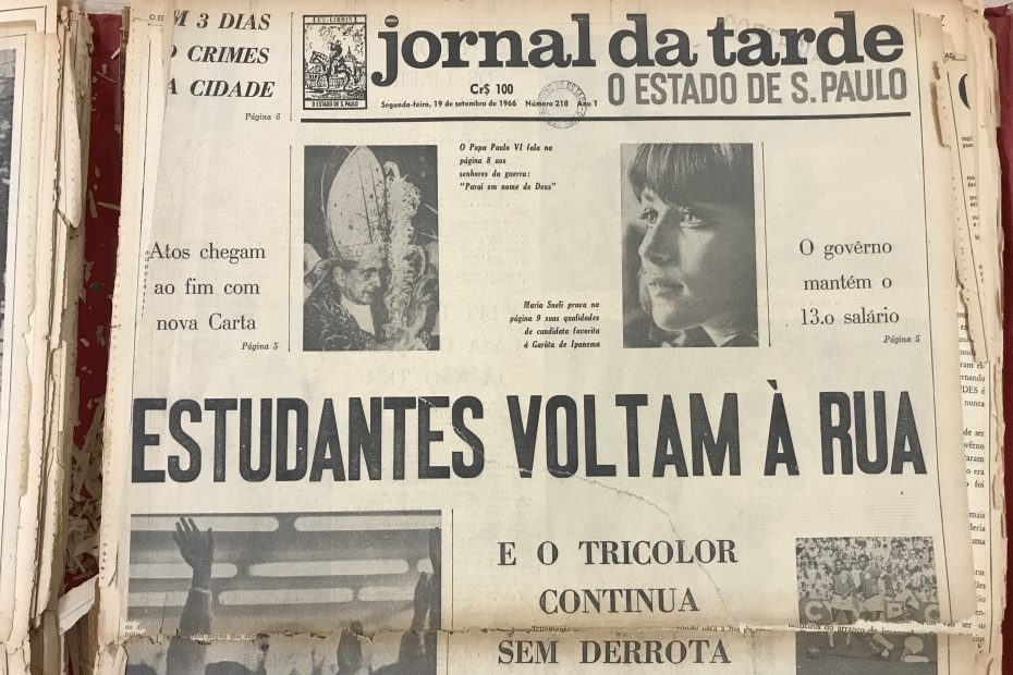 Capa do Jornal da Tarde de 19 de setembro de 1966, no acervo do Arquivo Público de São Paulo.