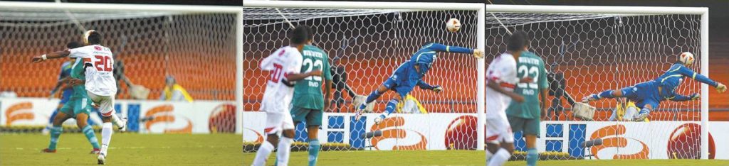 Gol de Richarlyson contra o Palmeiras. Foto: Fernando Santos/Folha de S.Paulo.