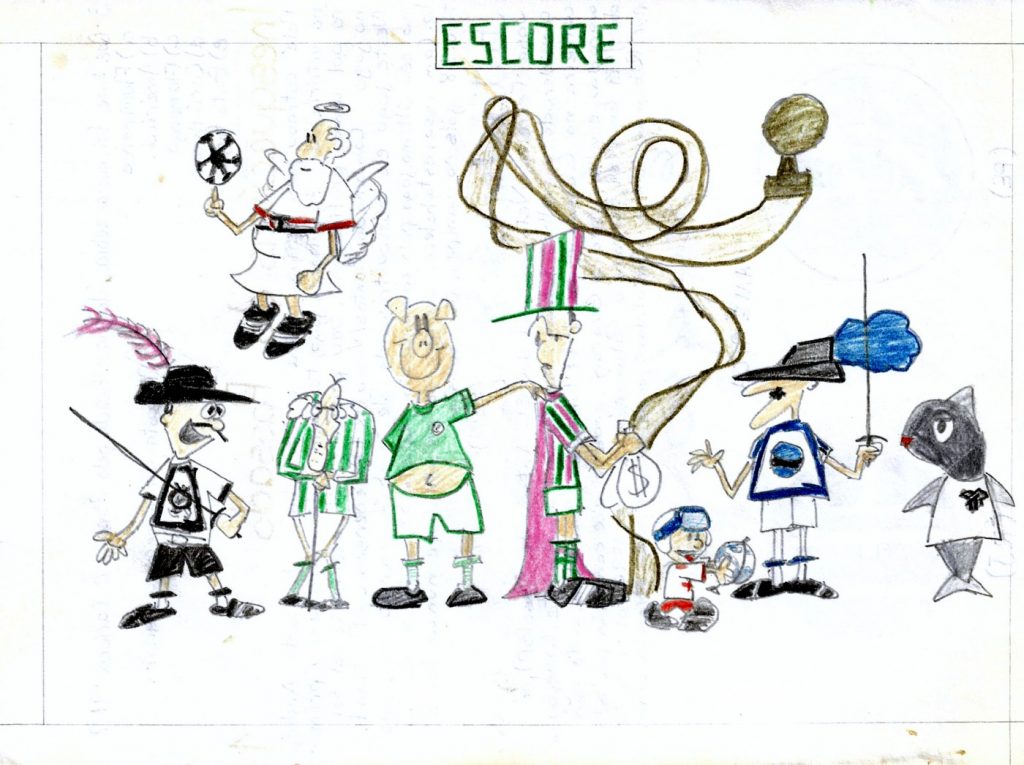 Pôster dos mascotes da segunda edição do “meu” Campeonato Brasileiro. Arte de José Luiz Madeira do Val.